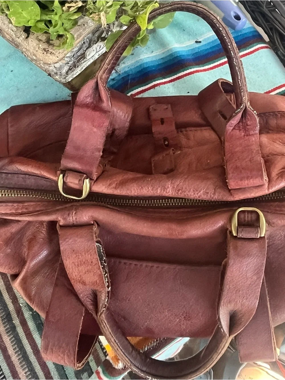 Vintage Lucky Brand Brown Leather Satchel Purse